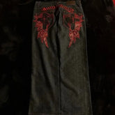 Hearujoy Embroidery cross wings high-quality design oversized high-waisted jeans for men y2k hip-hop street gothic straight wide-leg pant